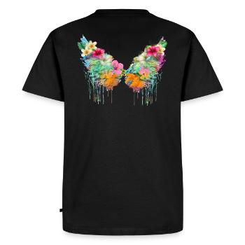 Angelwings,Wings,Colorful,Angel Wings,Flowers - Men's Premium Organic T-Shirt - black - Back - Nico (187cm)