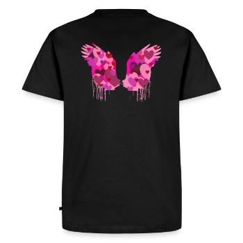 ailes d’ange,ailes,aquarelle,cœurs,ailes d’ange - T-shirt Premium bio Homme - noir - Dos - Nico (187cm)