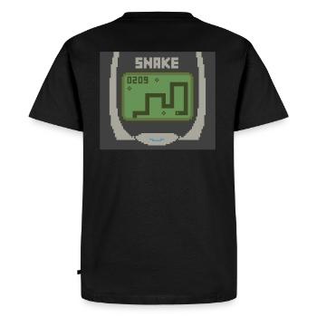 Retro Snake aus dem Handy der 90er Jahre - Männer Premium Bio T-Shirt - Schwarz - Hinten - Nico (187cm)