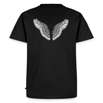 Angelwings,Ailes,Aquarelle,Blanc,Ailes d’ange - T-shirt Premium bio Homme - noir - Dos - Nico (187cm)