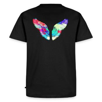 Angelwings,Wings,Aquarelle,Coloré,Angel Wings - T-shirt Premium bio Homme - noir - Dos - Nico (187cm)