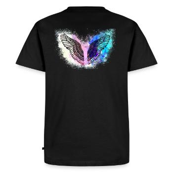 Angelwings,Wings,Aquarelle,Coloré,Angel Wings - T-shirt Premium bio Homme - noir - Dos - Nico (187cm)