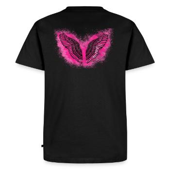 Angelwings,Ailes,Aquarelle,Rose,Ailes d’ange - T-shirt Premium bio Homme - noir - Dos - Nico (187cm)