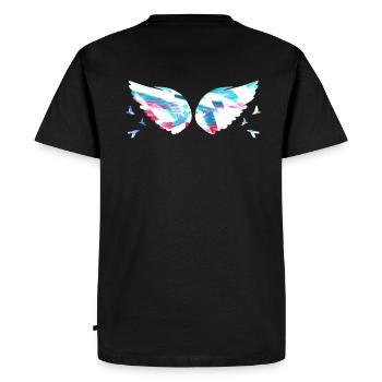 Angelwings,Wings,Aquarelle,Coloré,Angel Wings - T-shirt Premium bio Homme - noir - Dos - Nico (187cm)