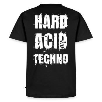 Hard Acid Techno Glitch - Männer Premium Bio T-Shirt - Schwarz - Hinten - Nico (187cm)