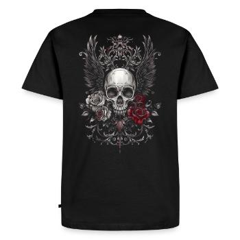 Crâne Ailé Gothique - T-shirt Premium bio Homme - noir - Dos - Nico (187cm)