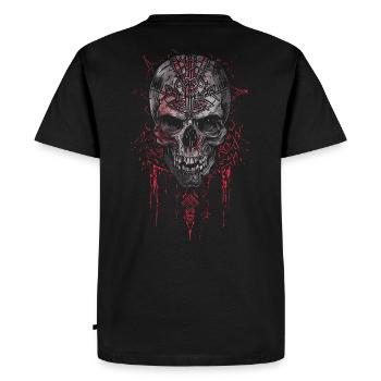 Crâne Viking Tribal Runique - T-shirt Premium bio Homme - noir - Dos - Nico (187cm)