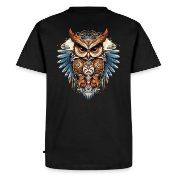 Belle chouette décorée dans un style moderne - T-shirt Premium bio Homme - noir - Dos - Nico (187cm)