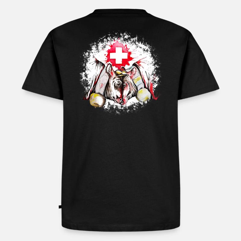 Schweizer Herensinger Kuh - Männer Premium Bio T-Shirt - Schwarz