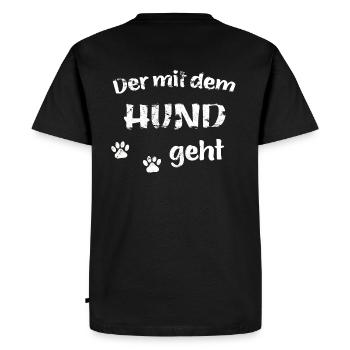 Qui va avec le chien - look usé - T-shirt Premium bio Homme - noir - Dos - Nico (187cm)