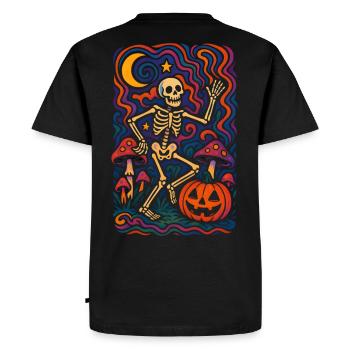 Squelette dansant – Art rétro d’Halloween - T-shirt Premium bio Homme - noir - Dos - Nico (187cm)