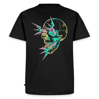 Skull Flash yellow - T-shirt Premium bio Homme - noir - Dos - Nico (187cm)