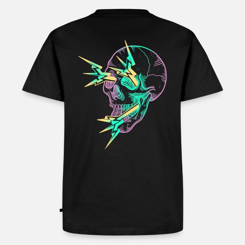 Lila Blitzschädel - Männer Premium Bio T-Shirt - Schwarz