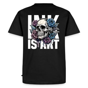 Ink is Art - Tattoo Skull Roses - Men's Premium Organic T-Shirt - black - Back - Nico (187cm)