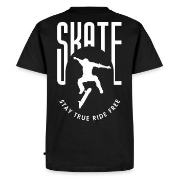 Skater Silhouette Stay free to ride - Men's Premium Organic T-Shirt - black - Back - Nico (187cm)