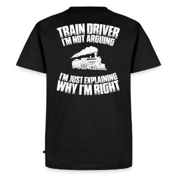 Conducteurs conducteurs conducteurs de locomotives - T-shirt Premium bio Homme - noir - Dos - Nico (187cm)