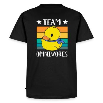 Équipe Omnivores - Canards jaunes - T-shirt Premium bio Homme - noir - Dos - Nico (187cm)