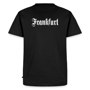 Frankfurt Old German Font Waldstadion Ultras - Men's Premium Organic T-Shirt - black - Back - Nico (187cm)