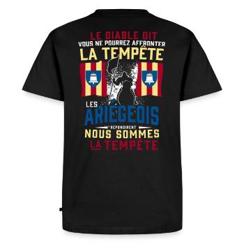 Tempête Ariège - T-shirt Premium bio Homme - noir - Dos - Nico (187cm)
