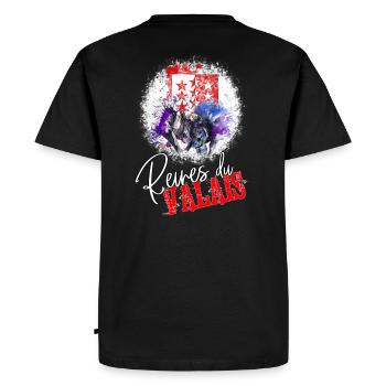 Vache d'hérens, eringer, drapeau du Valais - T-shirt Premium bio Homme - noir - Dos - Nico (187cm)