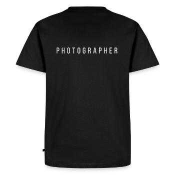 Photographer lettering design minimalistic - Men's Premium Organic T-Shirt - black - Back - Nico (187cm)