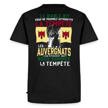 Tempête Auvergnats - T-shirt Premium bio Homme - noir - Dos - Nico (187cm)