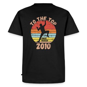 Anniversaire Escalade Bouldering depuis mars 2010 - T-shirt Premium bio Homme - noir - Dos - Nico (187cm)