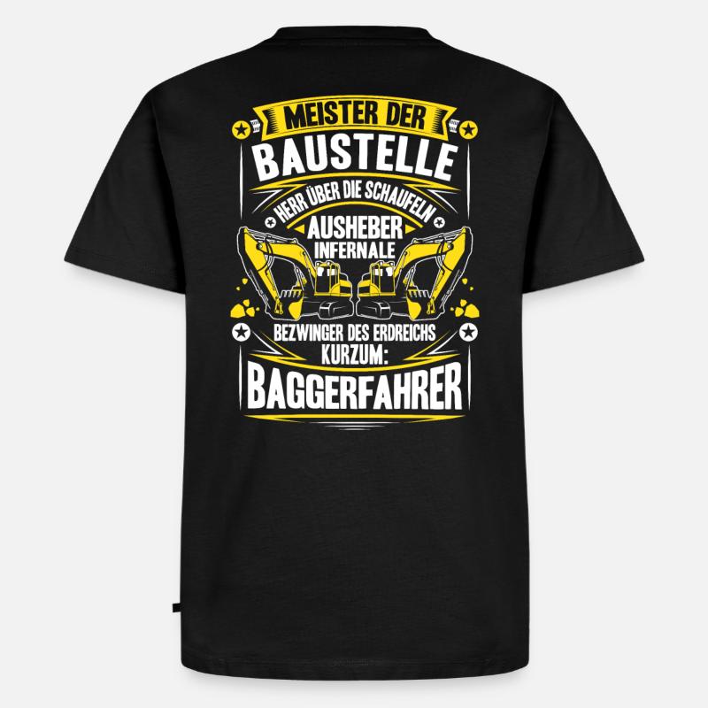 Baggerfahrer Baggerführer Baugeräteführer Bagger - Männer Premium Bio T-Shirt - Schwarz