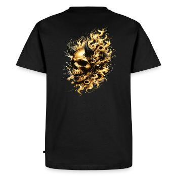 Feu, Crâne, Flammes, Enfer, Mystique et Noble - T-shirt Premium bio Homme - noir - Dos - Nico (187cm)