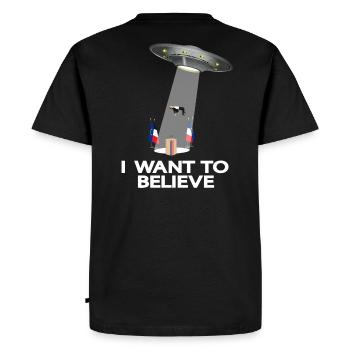 I WANT TO BELIEVE - MACRON - Men's Premium Organic T-Shirt - black - Back - Nico (187cm)