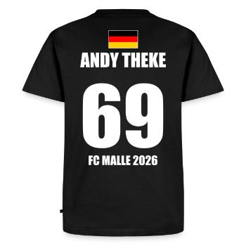 Malle 2026 Andy Theke 69 FC Malle 2026 - T-shirt Premium bio Homme - noir - Dos - Nico (187cm)