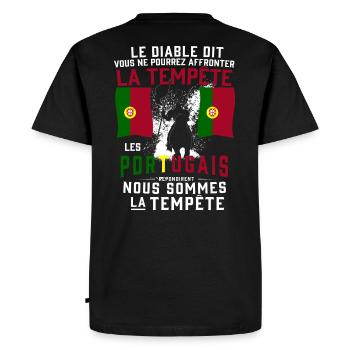 Tempête Portugais - T-shirt Premium bio Homme - noir - Dos - Nico (187cm)