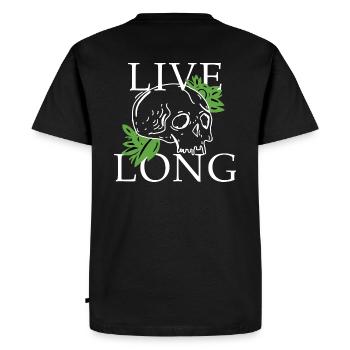 Vivre longtemps - Crâne - T-shirt Premium bio Homme - noir - Dos - Nico (187cm)