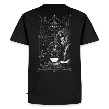 Motif d’alchimiste magique de lignes blanches - T-shirt Premium bio Homme - noir - Dos - Nico (187cm)