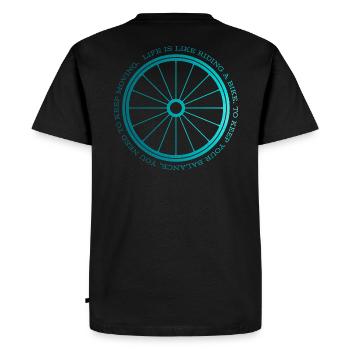 Gravel, Mountain Bike, Passion, Cycling - Men's Premium Organic T-Shirt - black - Back - Nico (187cm)