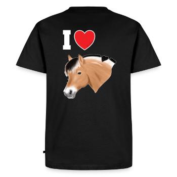 I Love Fjord écriture lumineuse - T-shirt Premium bio Homme - noir - Dos - Nico (187cm)