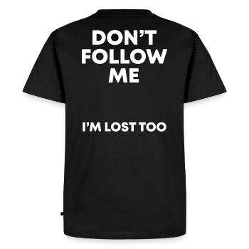 Ne me suivez pas le harceleur célébrité drôle de sort - T-shirt Premium bio Homme - noir - Dos - Nico (187cm)
