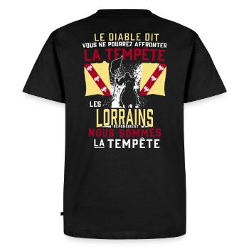 Tempête Lorrains - T-shirt Premium bio Homme - noir - Dos - Nico (187cm)