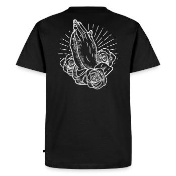 Prier les mains Prier les mains à Dieu religion - T-shirt Premium bio Homme - noir - Dos - Nico (187cm)