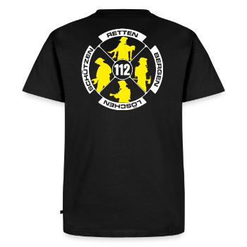 Feuerwehr Retten Löschen Bergen Schützen - Männer Premium Bio T-Shirt - Schwarz - Hinten - Nico (187cm)