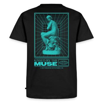 Statue au néon dans le cyberespace - T-shirt Premium bio Homme - noir - Dos - Nico (187cm)