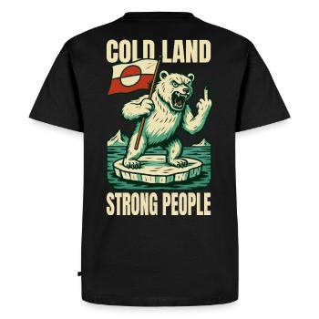 Terre froide Peuple fort Le Groenland n’est pas à vendre - T-shirt Premium bio Homme - noir - Dos - Nico (187cm)