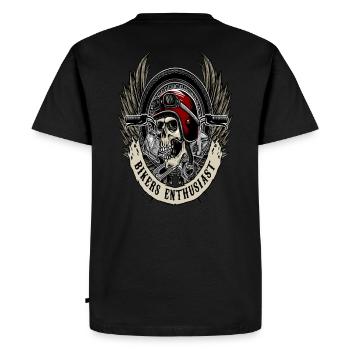 Schädel Biker shirt Skull Biker - Men's Premium Organic T-Shirt - black - Back - Nico (187cm)