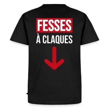 fesses à claque | grosses fessés | beauf - T-shirt Premium bio Homme - noir - Dos - Nico (187cm)