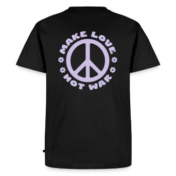 MAKE LOVE NOT WAR - Men's Premium Organic T-Shirt - black - Back - Nico (187cm)