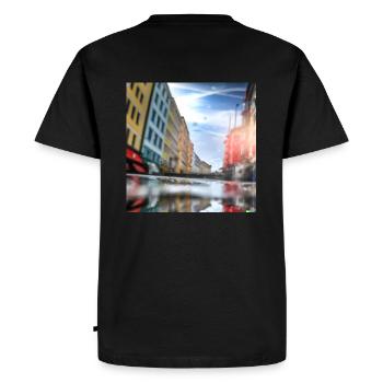 City Skyline Froschperspektive - Männer Premium Bio T-Shirt - Schwarz - Hinten - Nico (187cm)