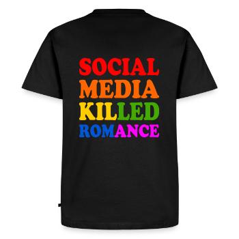 Social Media Killed Romance - Men's Premium Organic T-Shirt - black - Back - Nico (187cm)
