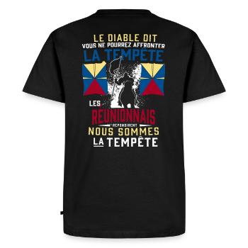 Réunionnais Tempête - T-shirt Premium bio Homme - noir - Dos - Nico (187cm)