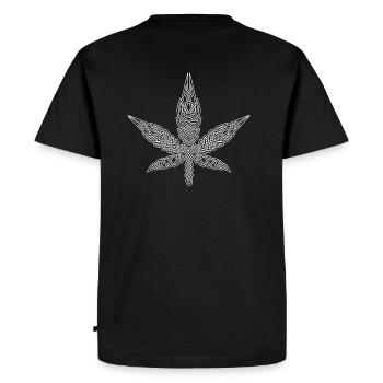 Celtic knot cannabis leaf white - Men's Premium Organic T-Shirt - black - Back - Nico (187cm)