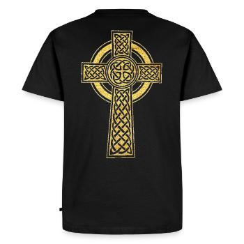 Croix Celtique symbole d’équilibre et de protection - T-shirt Premium bio Homme - noir - Dos - Nico (187cm)